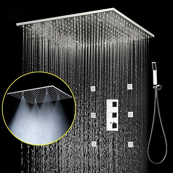 BathSelect 20" Large Shower Head With 4 Way Mixer, Body Massages Jets & Hand Shower